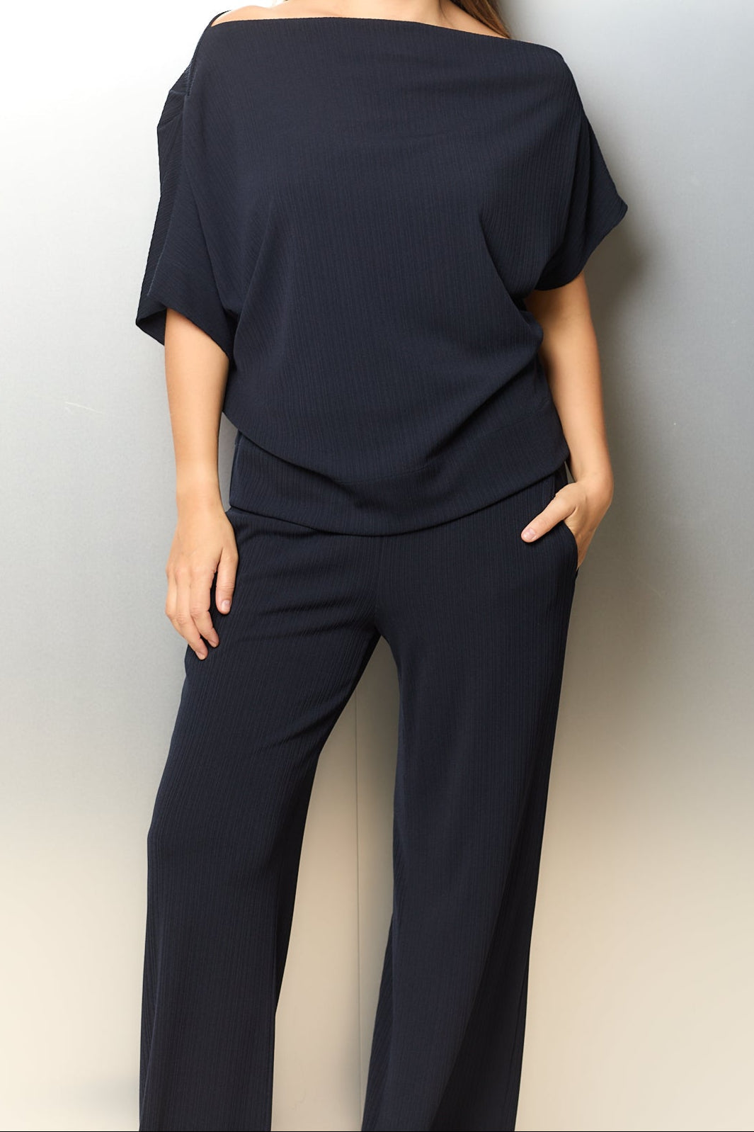 Artemis Rib Pleated Off-Shoulder Top